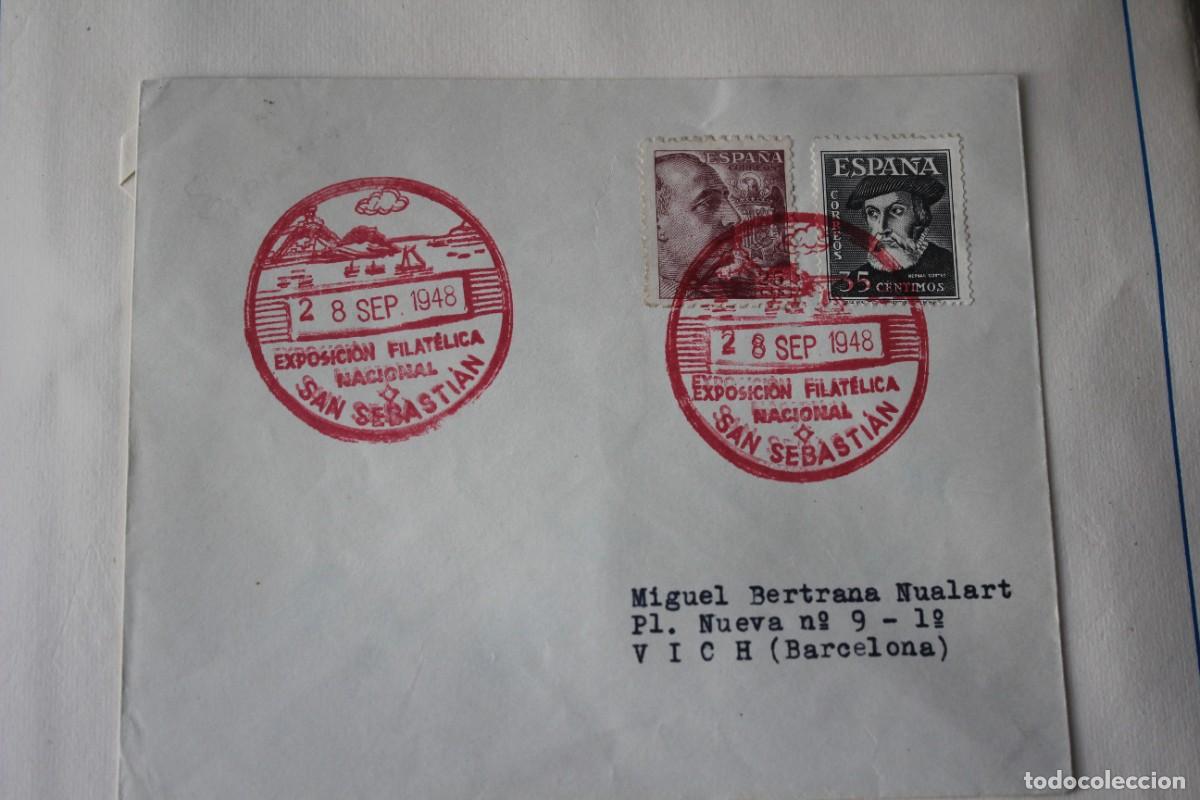 Sellos: MATASELLOS EXPOSICION FILATELICA NACIONAL SAN SEBASTIAN 28 SEPTIEMBRE 1948 - EDIF:1048/1035