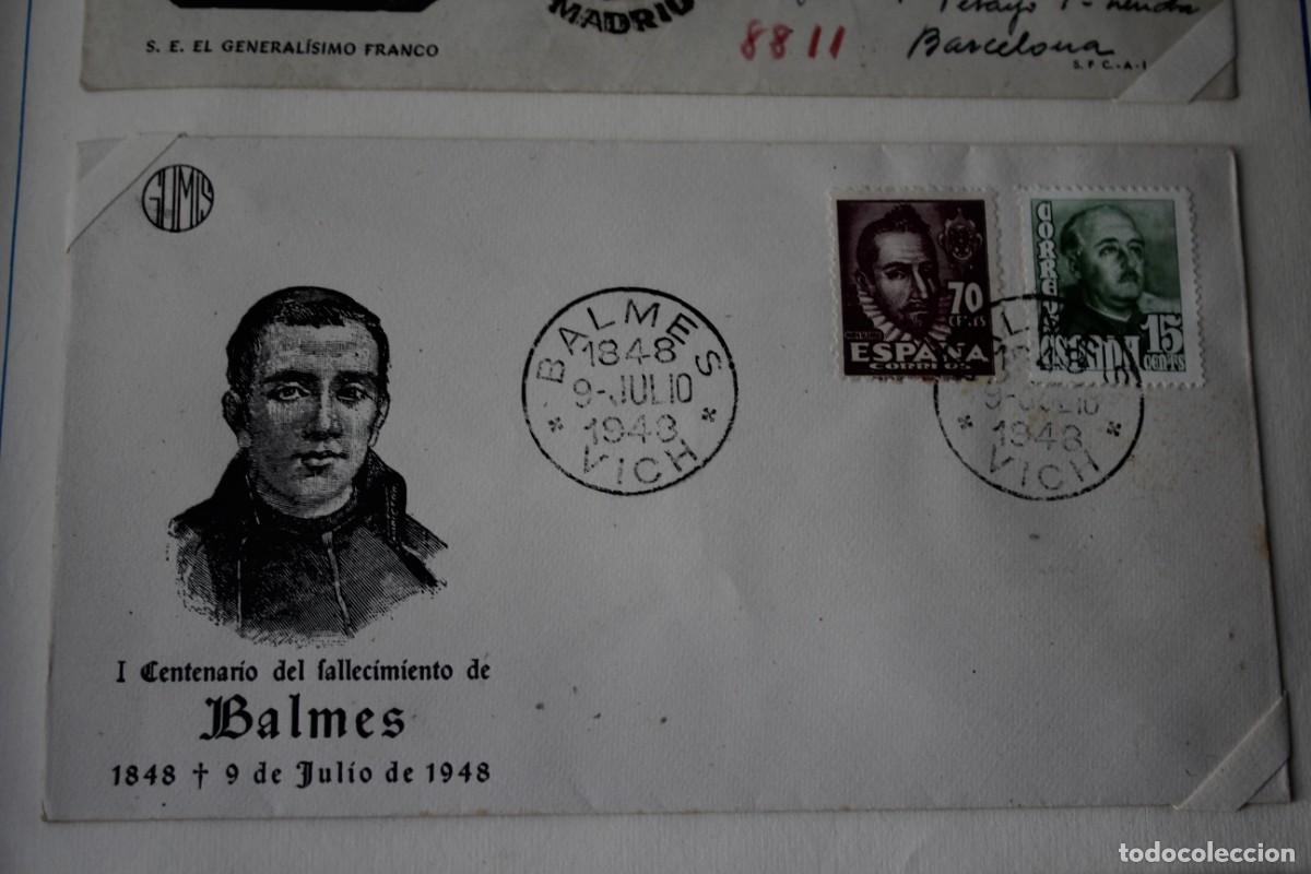 Sellos: SOBRE Y MATASELLOS CONME. I CENT FALLECIMIENTO BALMES-VICH- 9 JULIO 1948 - EDIF:1020/1036