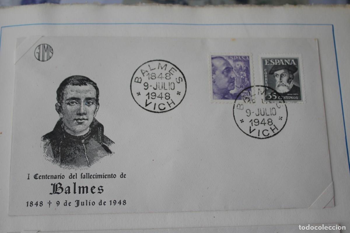 Sellos: SOBRE Y MATASELLOS CONME. I CENT FALLECIMIENTO BALMES-VICH- 9 JULIO 1948 - EDIF:1047/1035