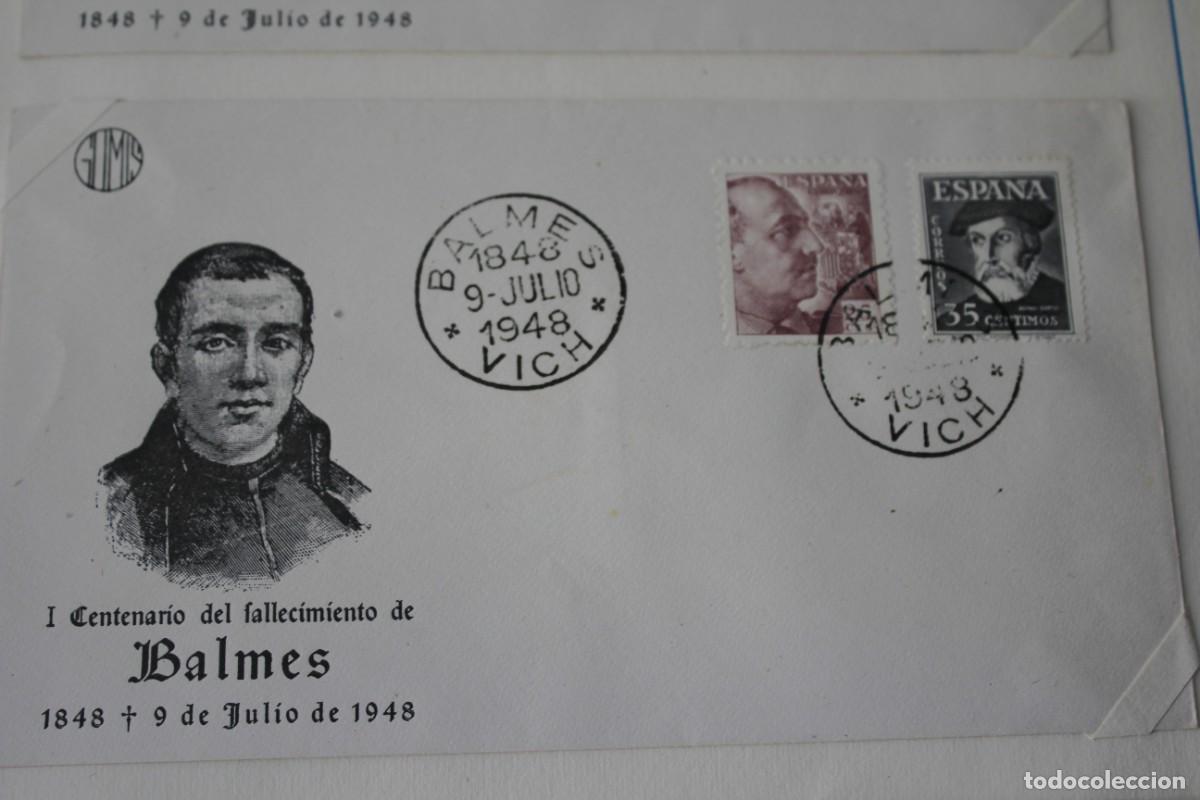 Sellos: SOBRE Y MATASELLOS CONME. I CENT FALLECIMIENTO BALMES-VICH- 9 JULIO 1948 - EDIF:1048/1035