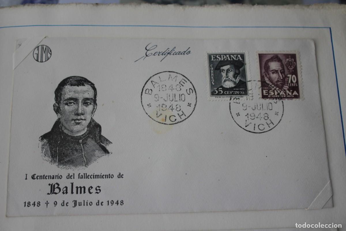 Sellos: SOBRE Y MATASELLOS CONME. I CENT FALLECIMIENTO BALMES-VICH- 9 JULIO 1948 - EDIF:1035/36