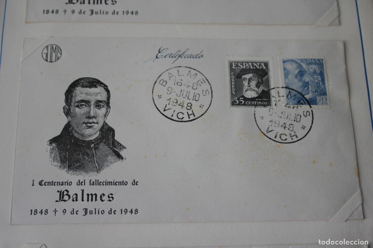 Sellos: SOBRE Y MATASELLOS CONME. I CENT FALLECIMIENTO BALMES-VICH- 9 JULIO 1948 - EDIF:1035/1055 RARO