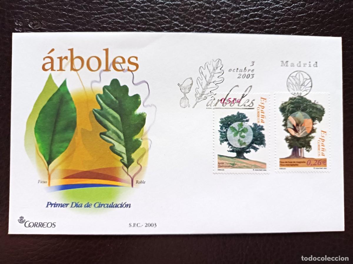 Sellos: Sobre Primer Dia. &Aacute;rboles. Ficus y Roble. 3 de Octubre de 2003. Edifil 4022 /4023.
