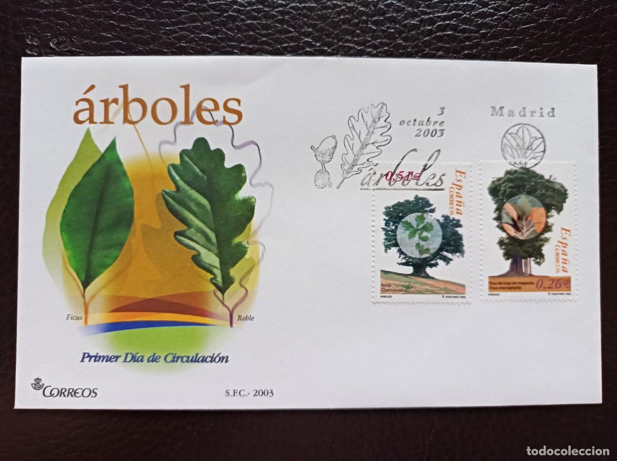 Sellos: Sobre Primer Dia. &Aacute;rboles. Ficus y Roble. 3 de Octubre de 2003. Edifil 4022 /4023.