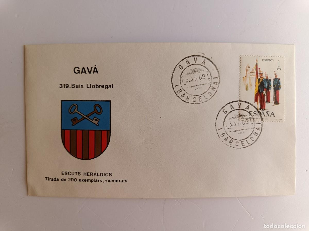 Sellos: MATASELLOS EN SOBRE ILUSTRADO CON ESCUDO DE LA POBLACI&Oacute;N DE GAV&Agrave; - BAIX LLOBREGAT - BARCELONA