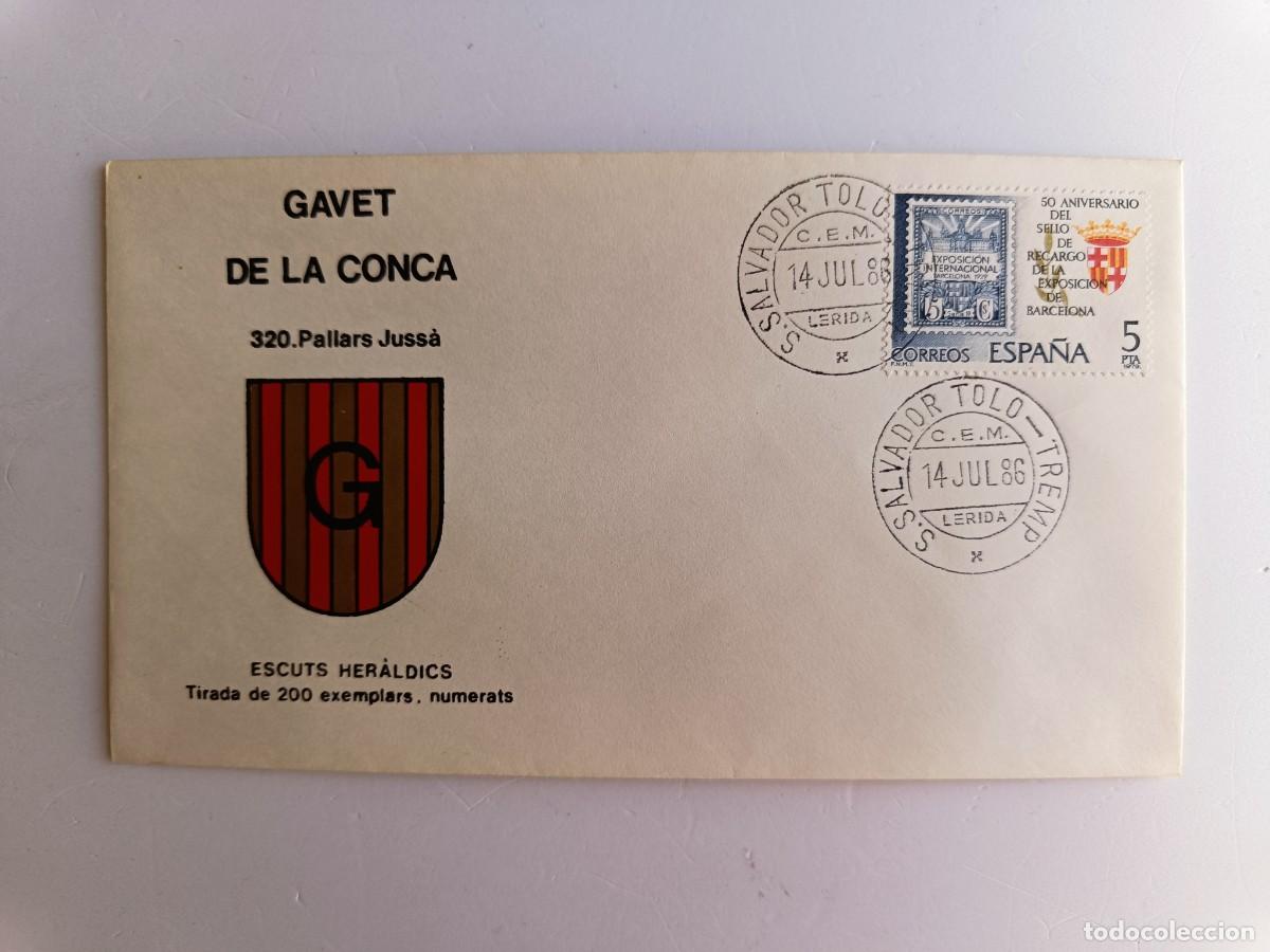 Sellos: MATASELLOS EN SOBRE ILUSTRADO CON ESCUDO DE LA POBLACI&Oacute;N GAVET DE LA CONCA - PALLARS JUSS&Agrave; - LERIDA