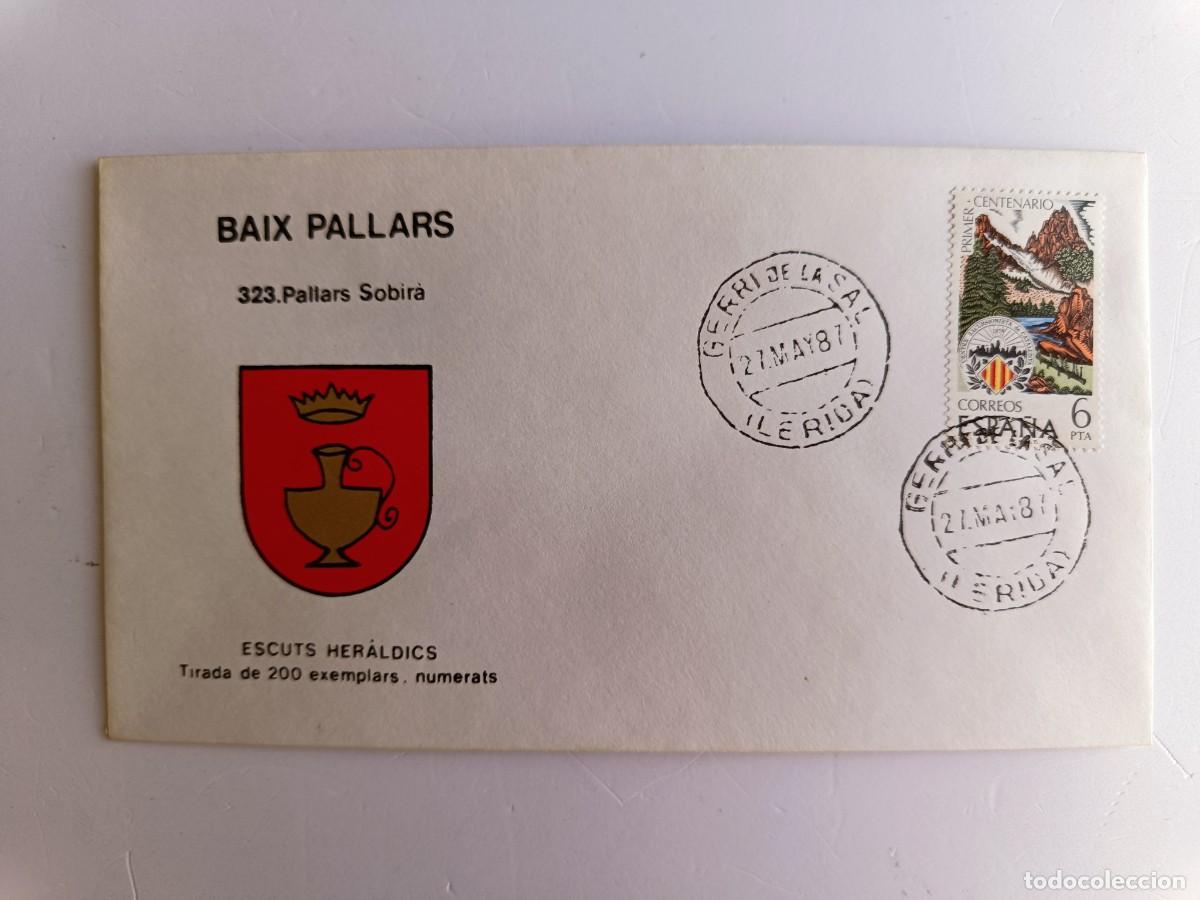 Sellos: MATASELLOS EN SOBRE ILUSTRADO CON ESCUDO DE LA POBLACI&Oacute;N DE BAIX PALLARS - PALLARS SOBIR&Agrave; - LERIDA