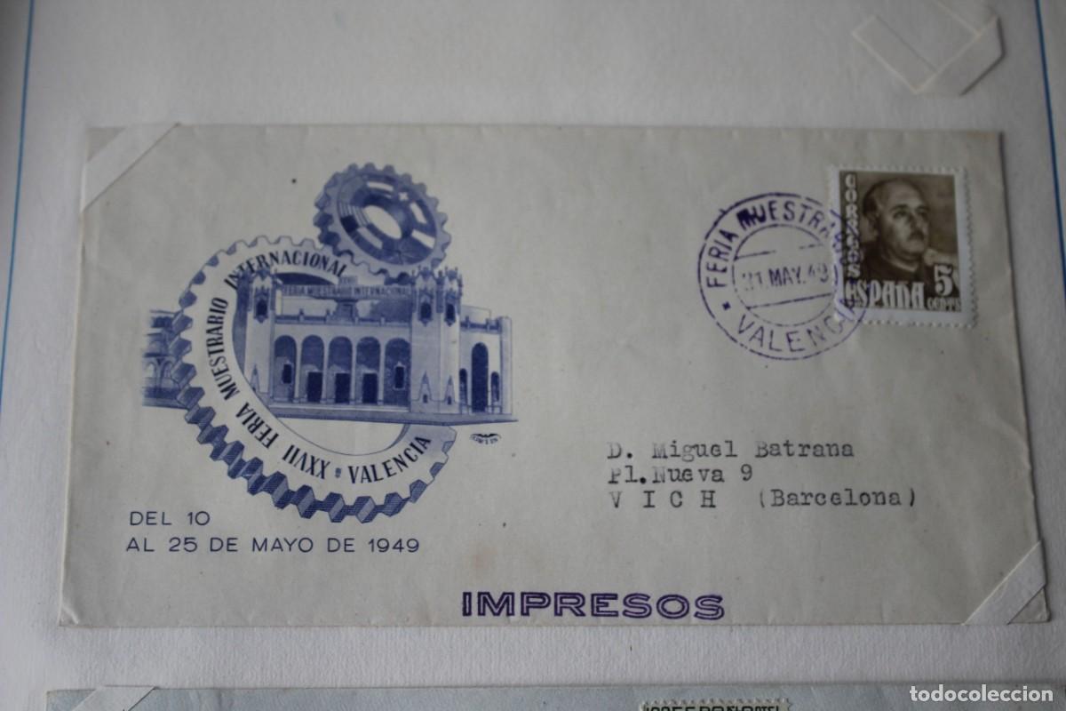 Sellos: SOBRE Y MATASELLOS XXVII FERIA MUESTRARIO INTERNACIONAL VALENCIIA 1949-EDIF:1020