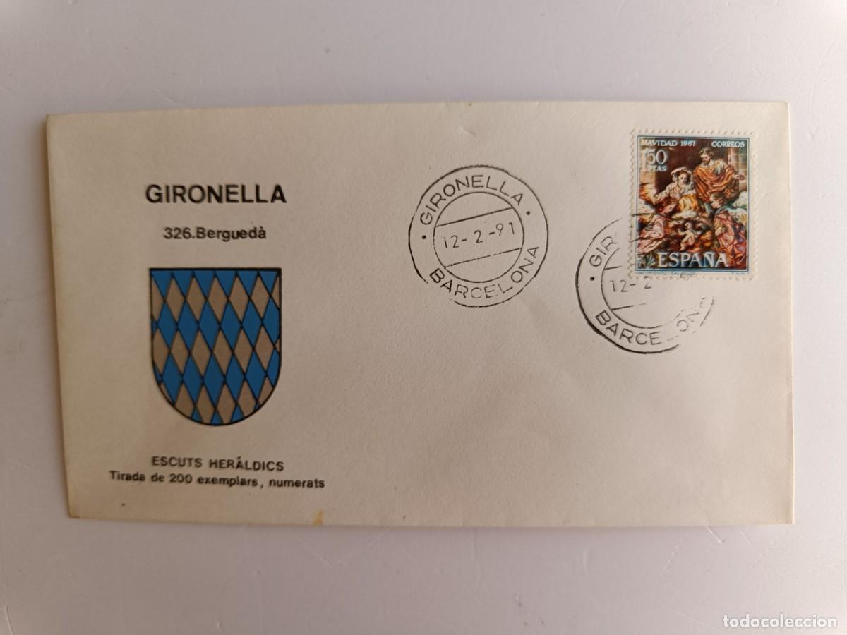 Sellos: MATASELLOS EN SOBRE ILUSTRADO CON ESCUDO DE LA POBLACI&Oacute;N DE GIRONELLA - BERGUED&Agrave; - BARCELONA
