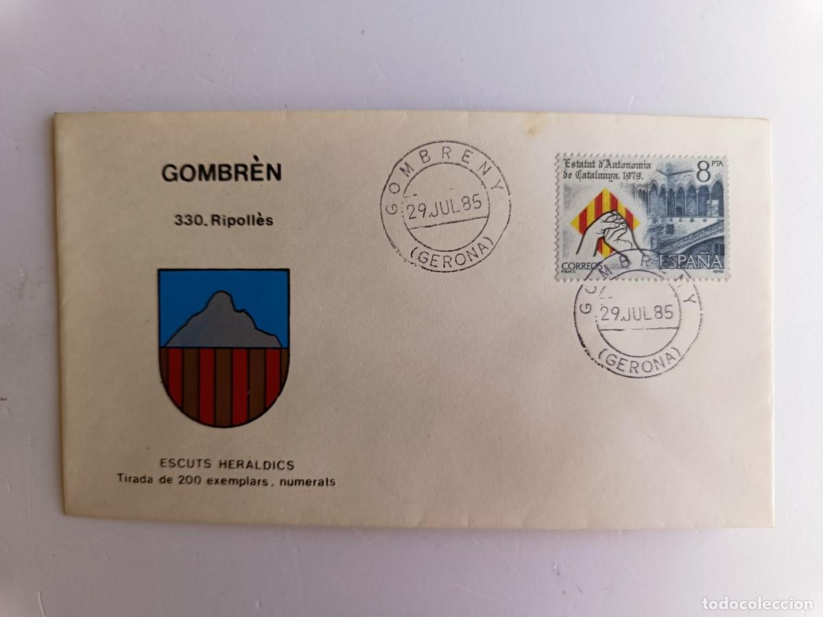 Sellos: MATASELLOS EN SOBRE ILUSTRADO CON ESCUDO DE LA POBLACI&Oacute;N DE GOMBR&Egrave;N - RIPOLL&Egrave;S - GERONA