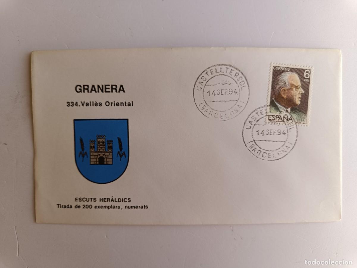 Sellos: MATASELLOS EN SOBRE ILUSTRADO CON ESCUDO DE LA POBLACI&Oacute;N DE GRANERA - VALL&Egrave;S ORIENTAL - BARCELONA