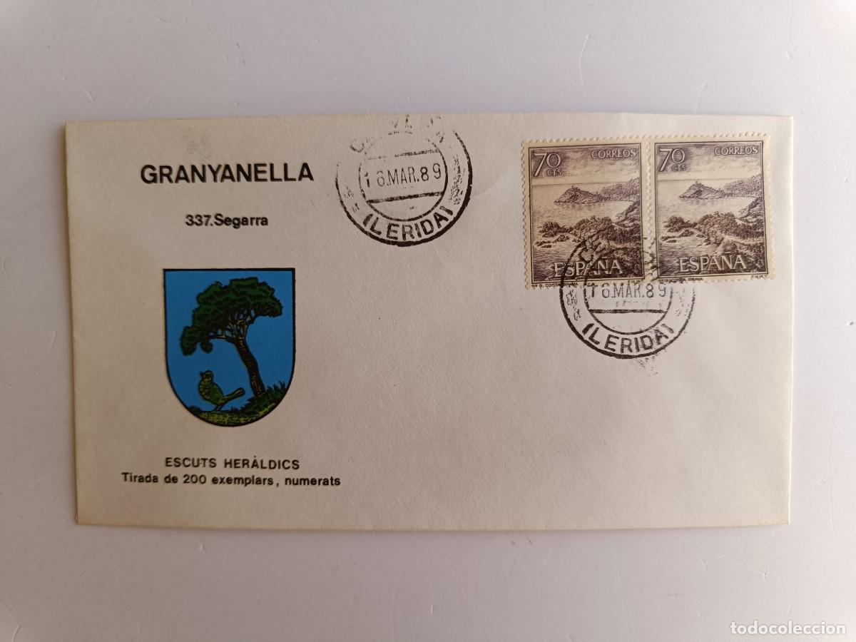 Sellos: MATASELLOS EN SOBRE ILUSTRADO CON ESCUDO DE LA POBLACI&Oacute;N DE GRANYANELLA - SEGARRA - LERIDA