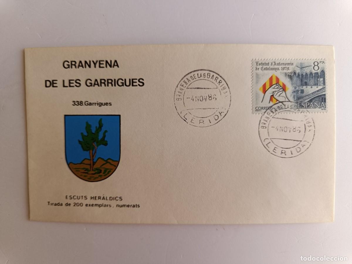 Sellos: MATASELLOS EN SOBRE ILUSTRADO CON ESCUDO DE LA POBLACI&Oacute;N DE GRANYENA DE LES GARR- GARRIGUES - LERIDA