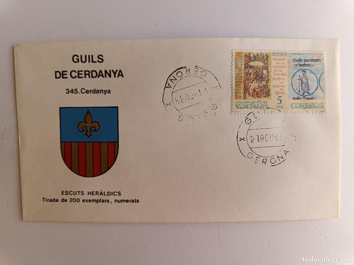 Sellos: MATASELLOS EN SOBRE ILUSTRADO CON ESCUDO DE LA POBLACI&Oacute;N DE GUILS DE CERDANYA - CERDANYA - GERONA