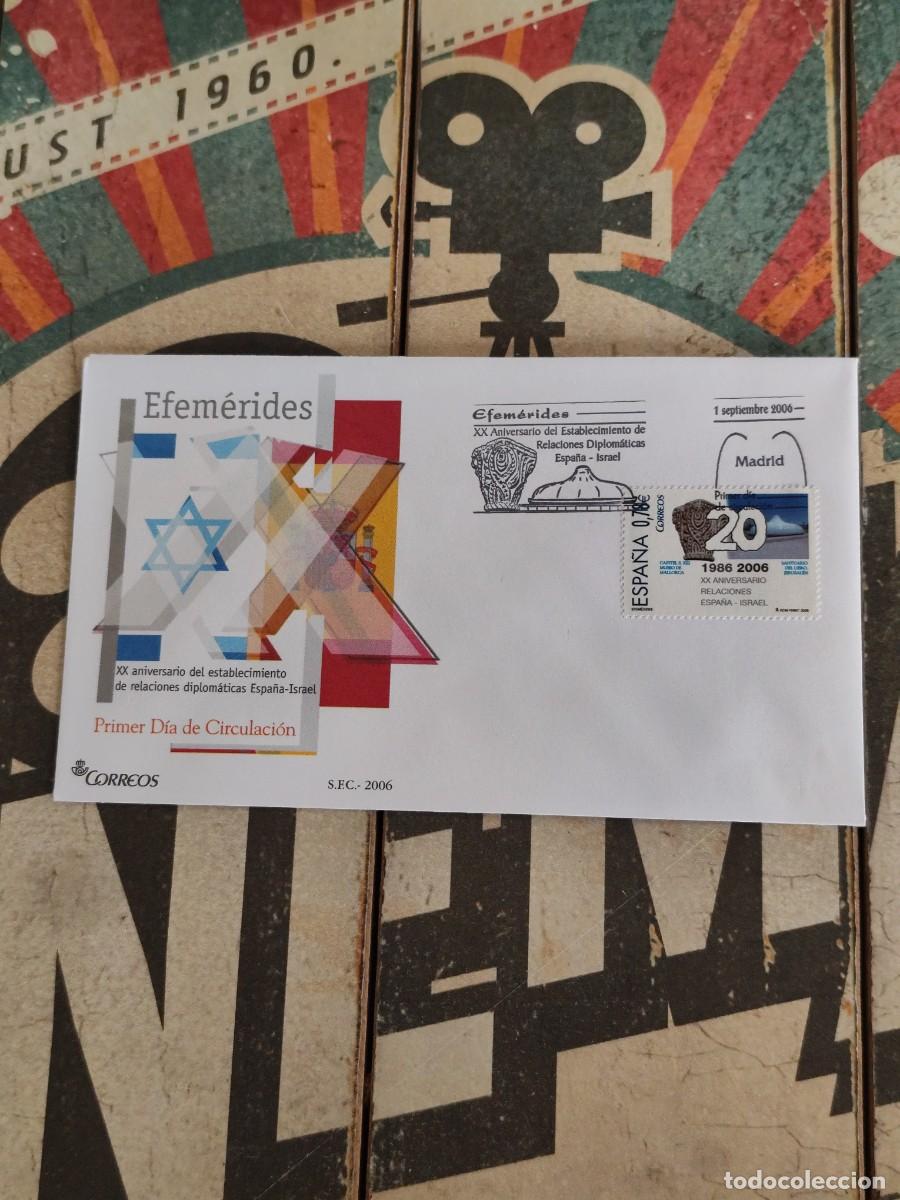 Sellos: 326 Efemerides XX Aniversario Relaciones diplom&aacute;ticas Espa&ntilde;a Israel 1/9/06 Sobre primer d&iacute;a