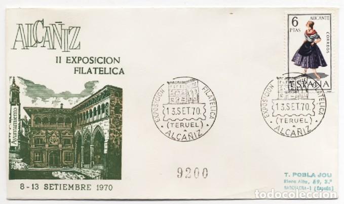 Sellos: SOBRE PRIMER DIA DE CIRCULACION II EXPOSICION FILATELICA ALCA&Ntilde;IZ N&ordm; 9200 ALCA&Ntilde;IZ 1970