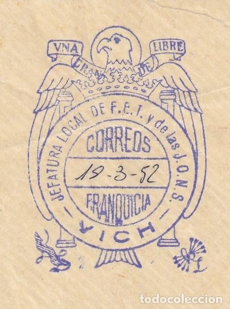 Sellos: Marcofilia - Recorte - Franquicia Vich ( Vic ) 1952 - Jefatura loca de FET y de las JONS - &Aacute;guila