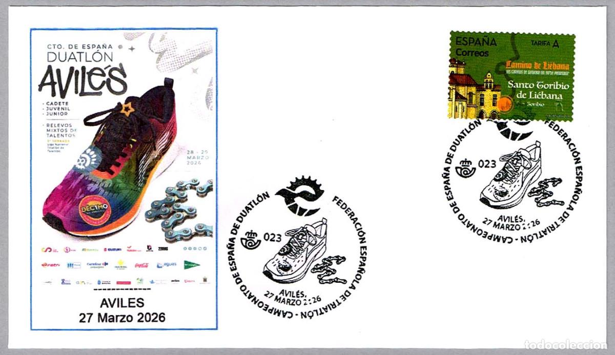Sellos: Matasellos CAMPEONATO DE ESPA&Ntilde;A DE DUATLON. Aviles, Asturias, 2026