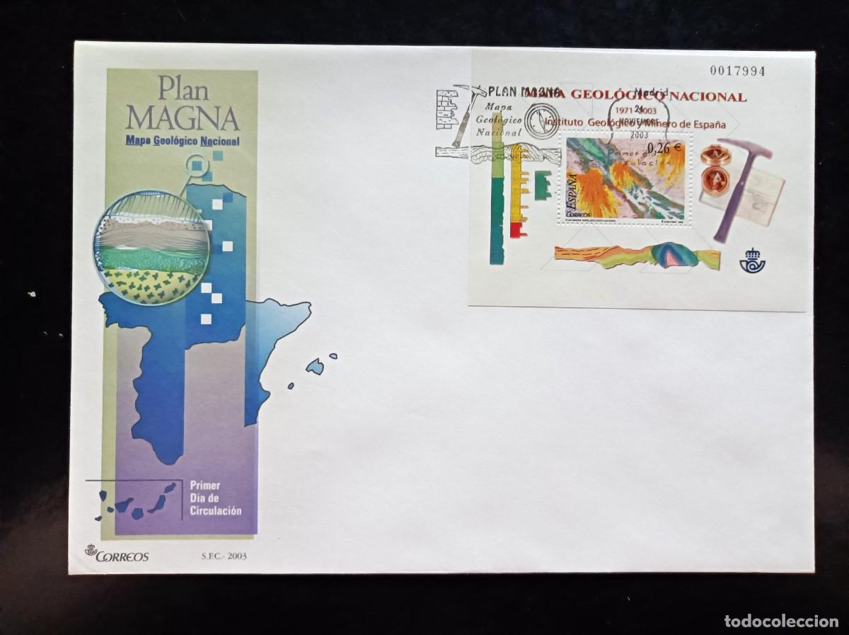 Sellos: Sobre Primer Dia. Plan Magna Mapa Geol&oacute;gico Nacional. 24 Noviembre de 2003. Edifil 4036.