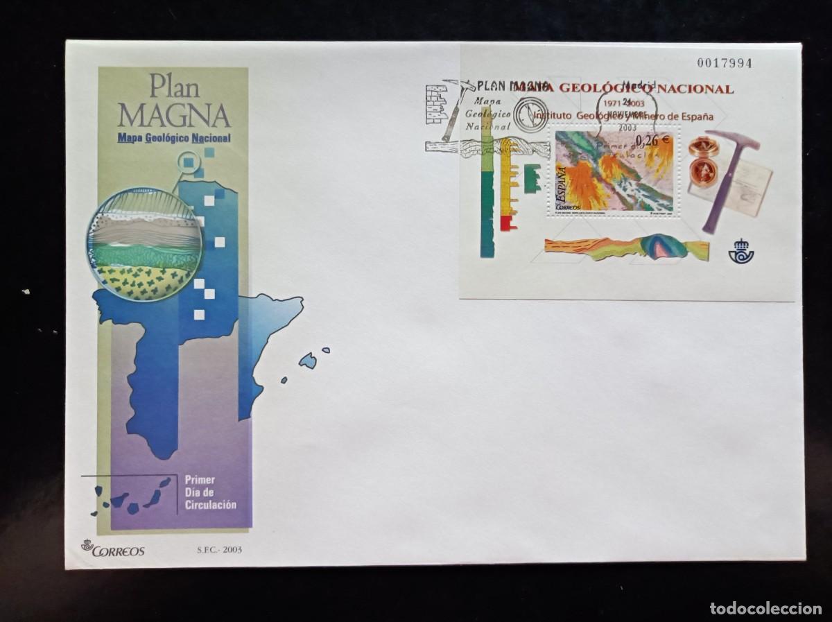 Sellos: Sobre Primer Dia. Plan Magna Mapa Geol&oacute;gico Nacional. 24 Noviembre de 2003. Edifil 4036.