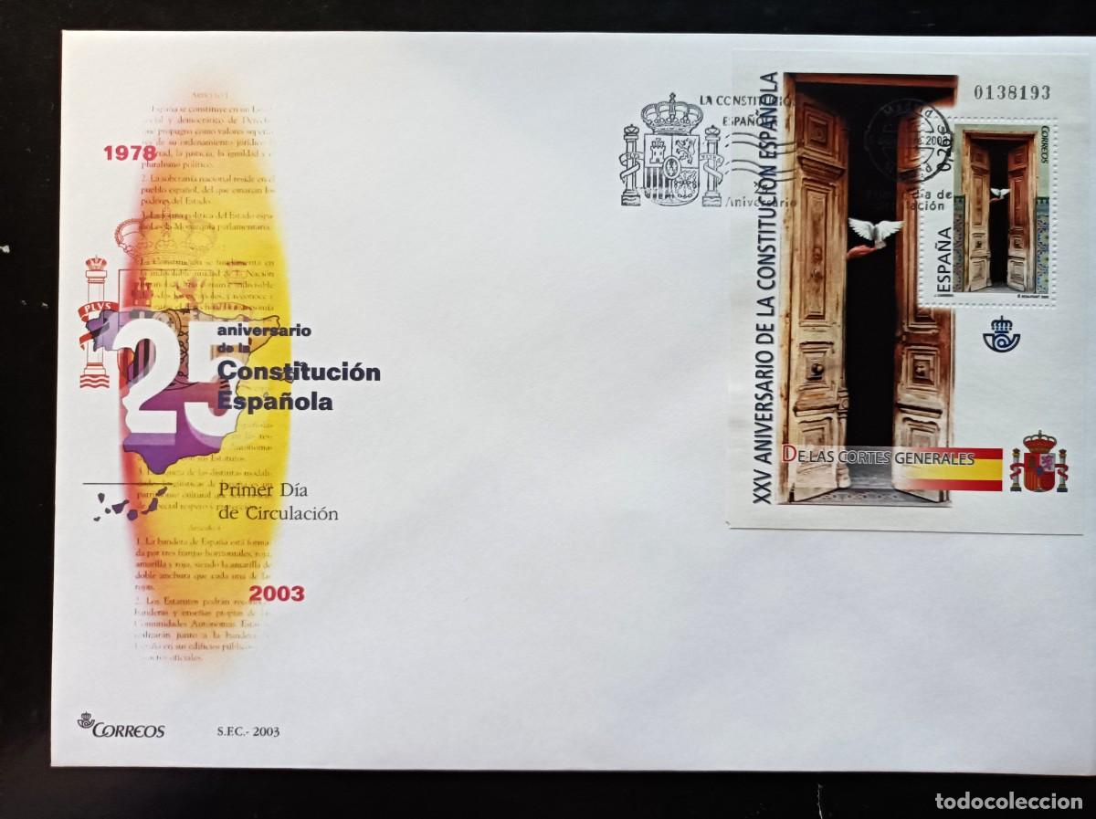 Sellos: Sobre Primer Dia. 25 Aniversario de la Constituci&oacute;n Espa&ntilde;ola. 5 Diciembre 2003. Edifil 4039.