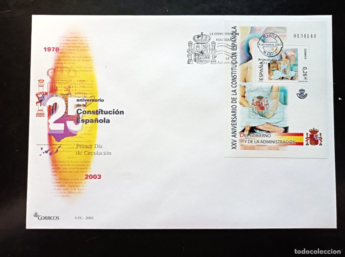 Sellos: Sobre Primer Dia. 25 Aniversario Constituci&oacute;n Espa&ntilde;ola. 5 Diciembre 2003. Edifil 4040.