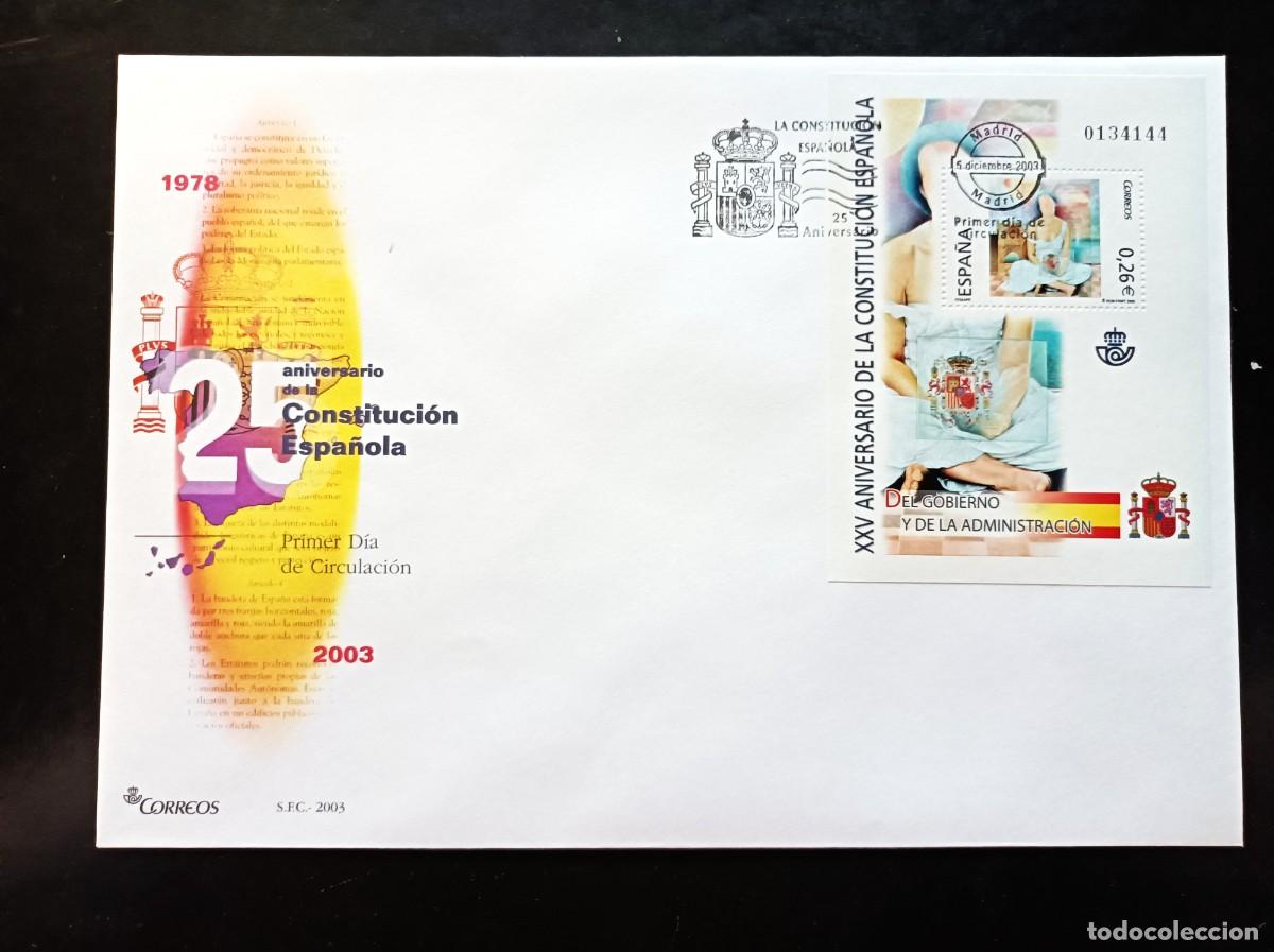 Sellos: Sobre Primer Dia. 25 Aniversario Constituci&oacute;n Espa&ntilde;ola. 5 Diciembre 2003. Edifil 4040.