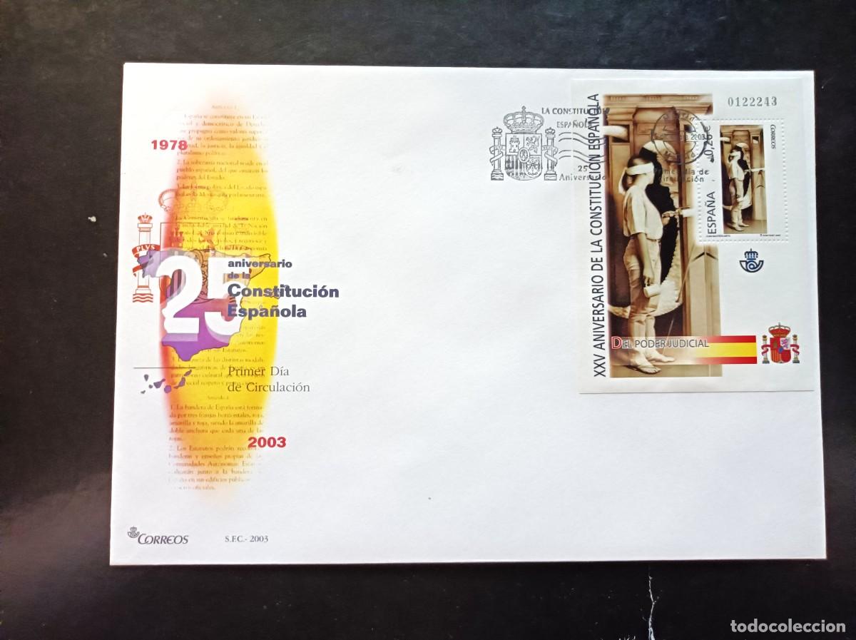 Sellos: Sobre Primer Dia. 25 Aniversario Constituci&oacute;n Espa&ntilde;ola. 5 Diciembre 2003. Edifil 4042.