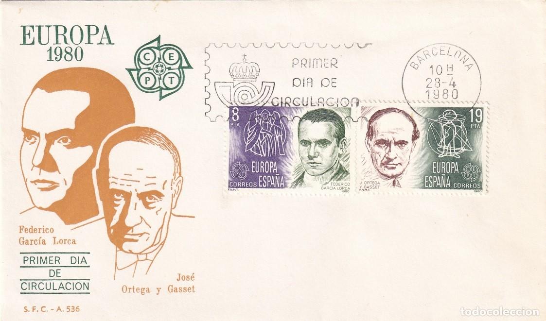 Sellos: SPD Barcelona 1980 - Europa CEPT - Federico Garc&iacute;a Lorca - Jos&eacute; Ortega y Gasset - Primer d&iacute;a