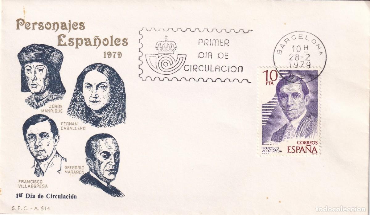 Sellos: SPD Barcelona 1979 - Personajes espa&ntilde;oles - Gregorio Mara&ntilde;&oacute;n - Jorge Manrique Francisco Villaespesa