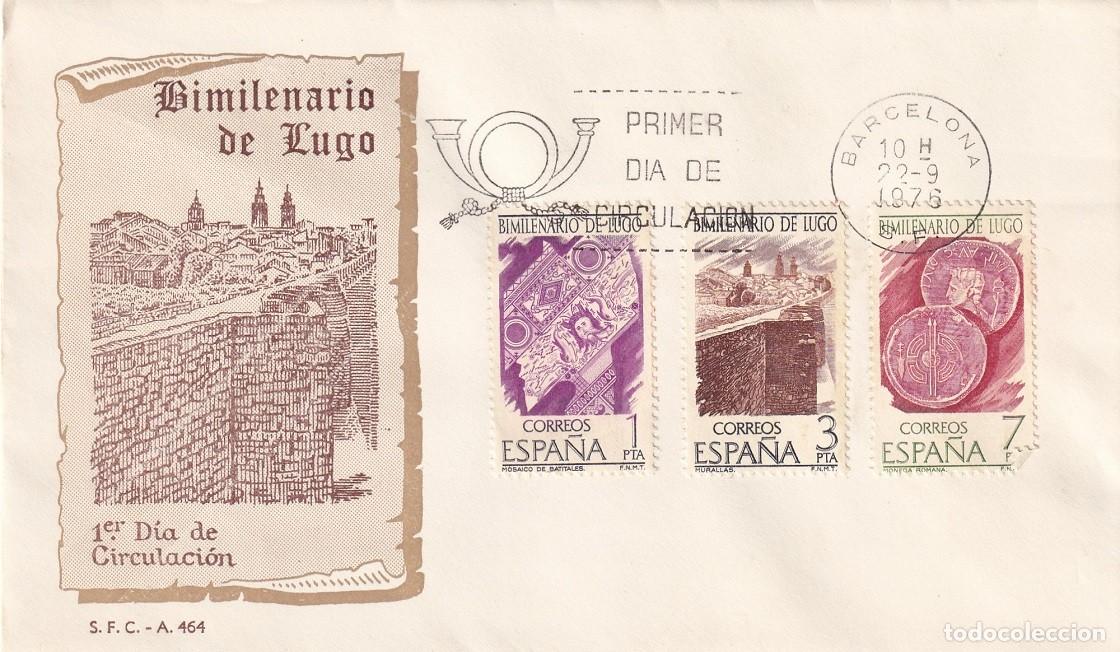 Sellos: SPD Barcelona 1976 - Bimilenario de Lugo - Mosaico de Batitales - Murallas romanas - Monedas romanas