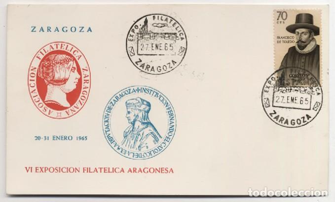 Sellos: SOBRE VI EXPOSICION FILATELICA ARAGONESA ASOCIACION FILATELICA ZARAGOZANA 1965