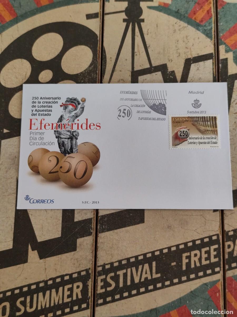 Sellos: 354 Efemerides 250 Aniversario de la creaci&oacute;n de Loter&iacute;as del Estado 5/10/13 Sobre primer d&iacute;a