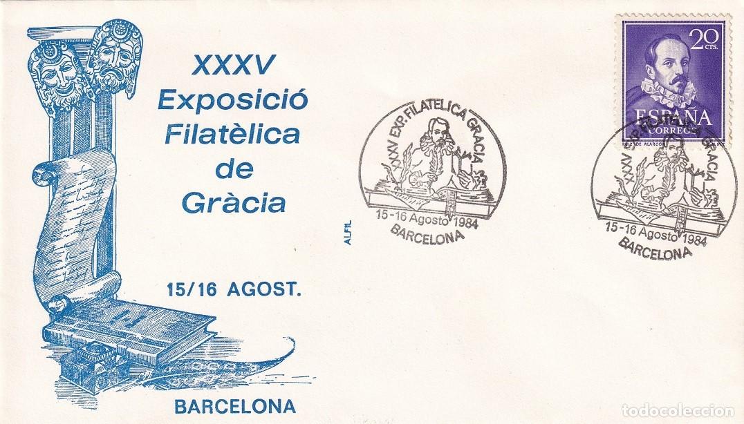 Sellos: Sobre en Alfil Barcelona 1984 - XXXV Exposici&oacute; Filat&egrave;lica de Gr&agrave;cia - Matasellos especiales