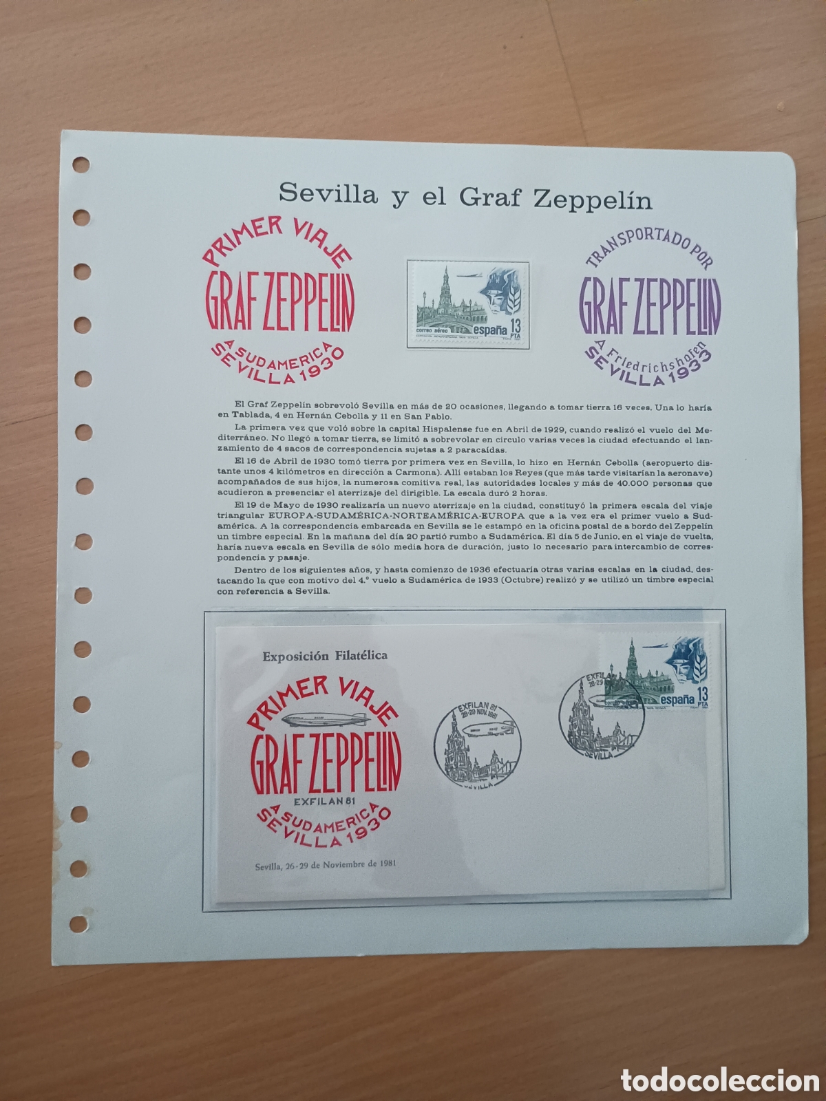 Sellos: ESPA&Ntilde;A 1981 - EXPOSICI&Oacute;N FILAT&Eacute;LICA EXFILAN 81 - PRIMER VIAJE GRAF ZEPPELIN