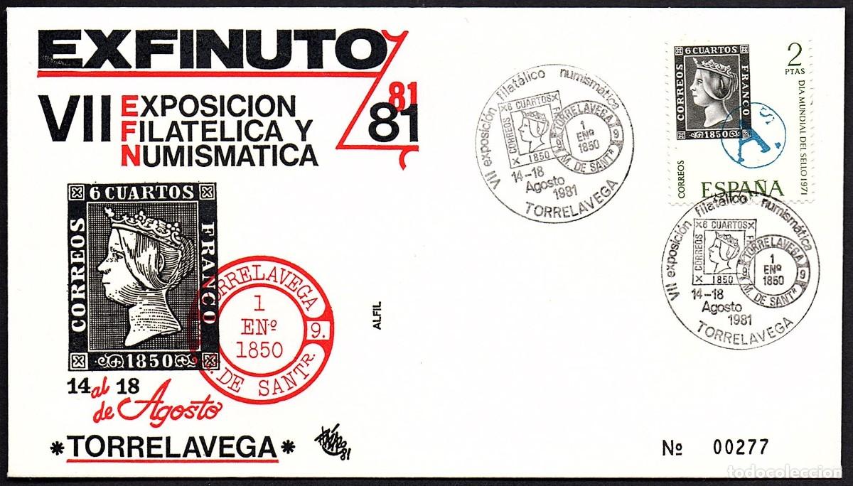 Sellos: SOBRE CONM. VII EXP. FILATELICA Y NUMISMATICA EXFINUTO 81 - TORRELAVEGA