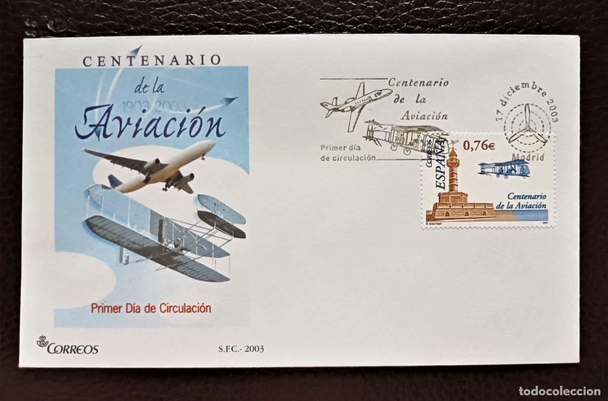 Sellos: Sobre Primer Dia. Centenario de la Aviaci&oacute;n. 17 de Diciembre de 2003. Edifil 4047.