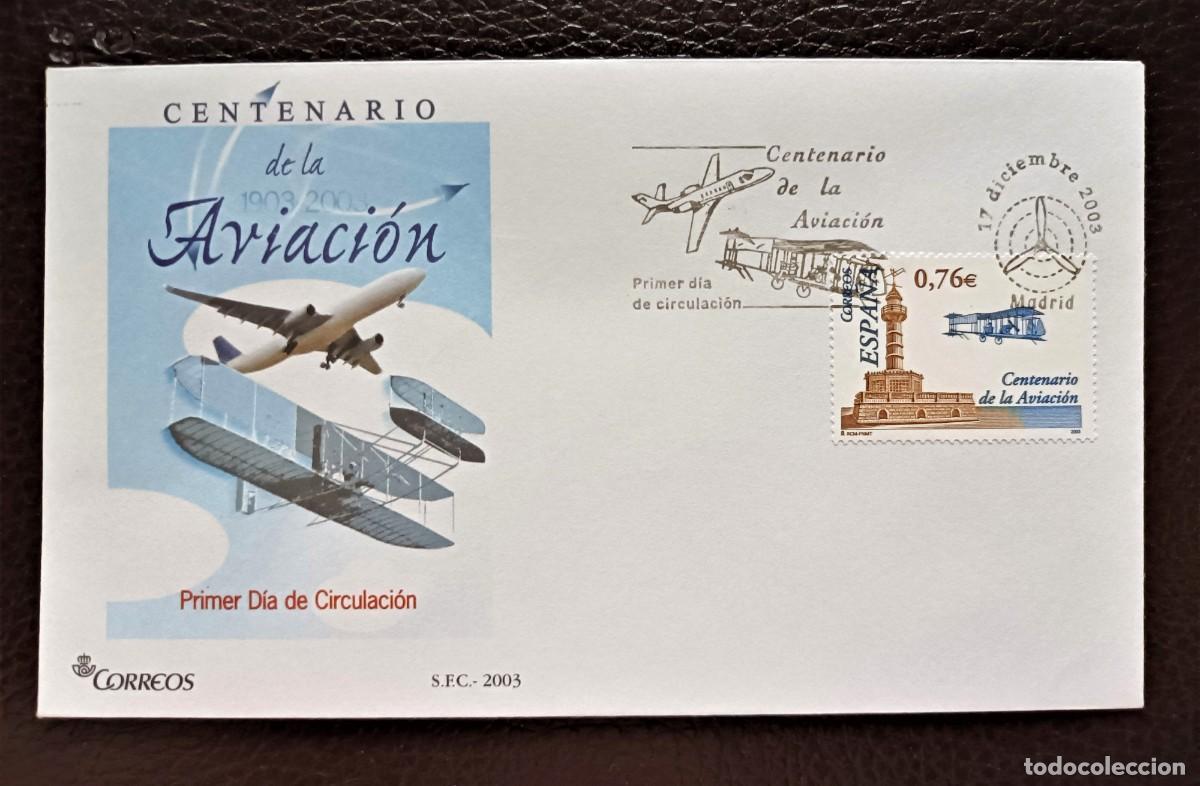 Sellos: Sobre Primer Dia. Centenario de la Aviaci&oacute;n. 17 de Diciembre de 2003. Edifil 4047.