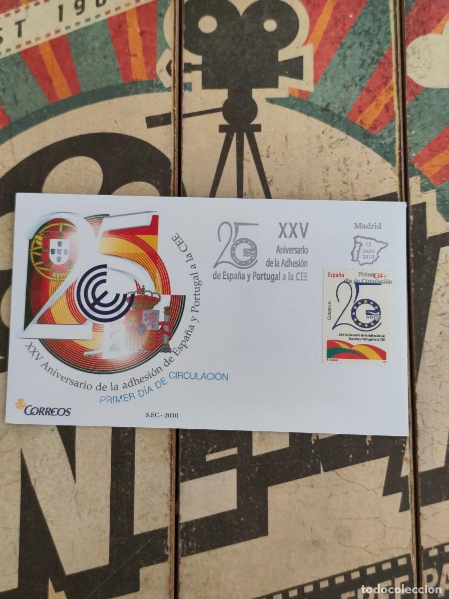 Sellos: 389 XXV Aniversario de la adhesi&oacute;n de Espa&ntilde;a y Portugal a la CEE 12/6/10 Sobre primer d&iacute;a