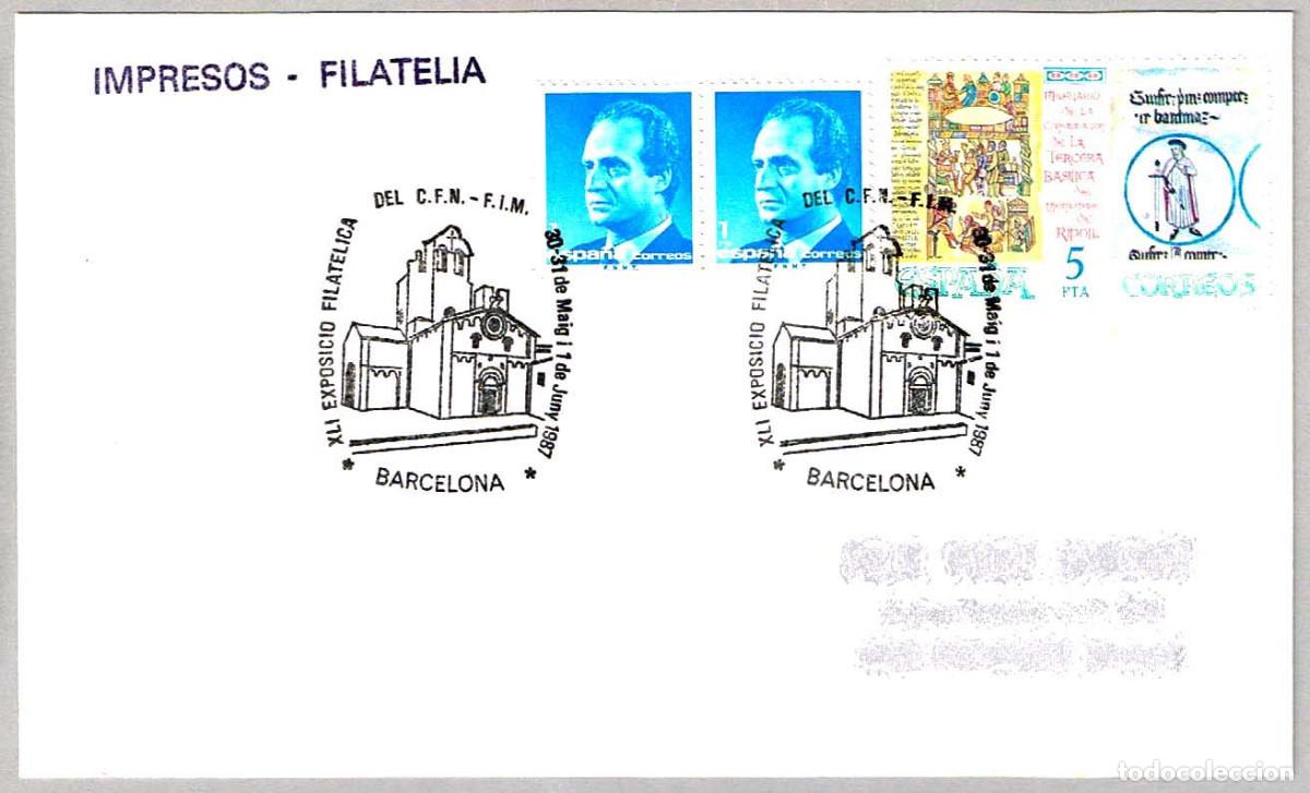 Sellos: Matasellos EXP.FIL. MONASTERIO DE SAN PABLO DEL CAMPO. Barcelona 1987