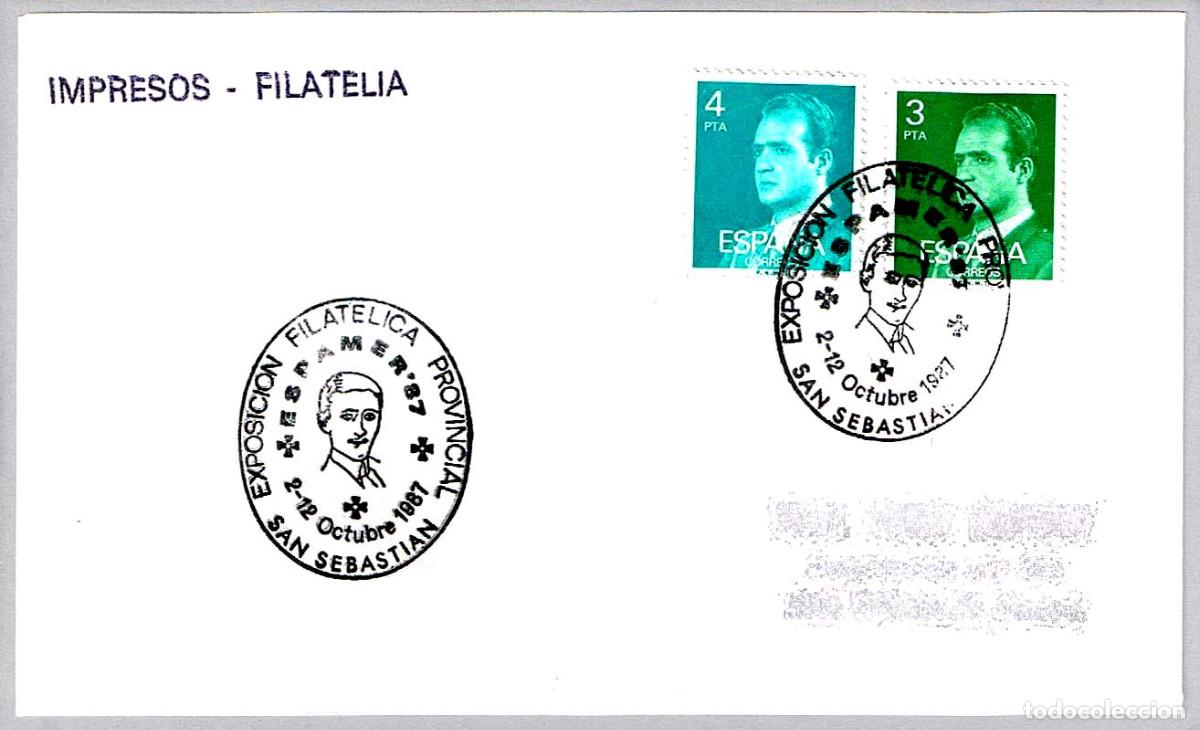 Sellos: Matasellos EXP.FIL ESPAMER'87 - COMPOSITOR JOSE M&ordf; USANDIZAGA. San Sebastian, Guipuzcoa, 1987
