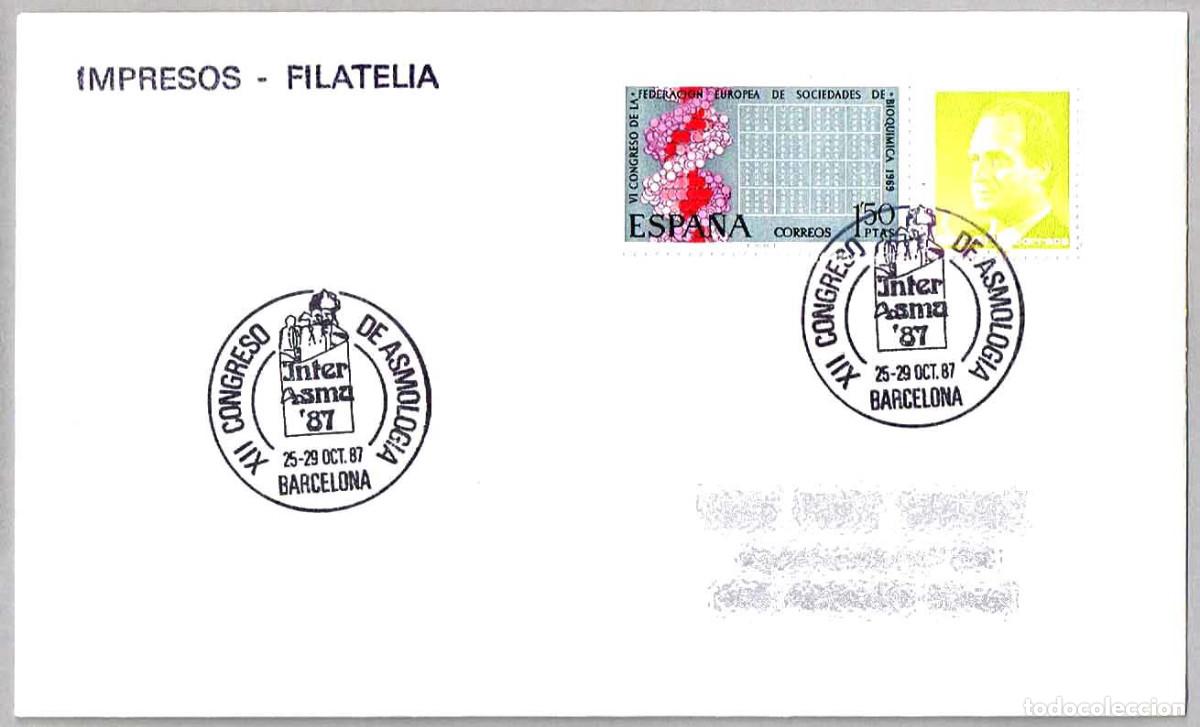 Sellos: Matasellos XII CONGRESO DE ASMOLOGIA - MEDICINA. Barcelona 1987