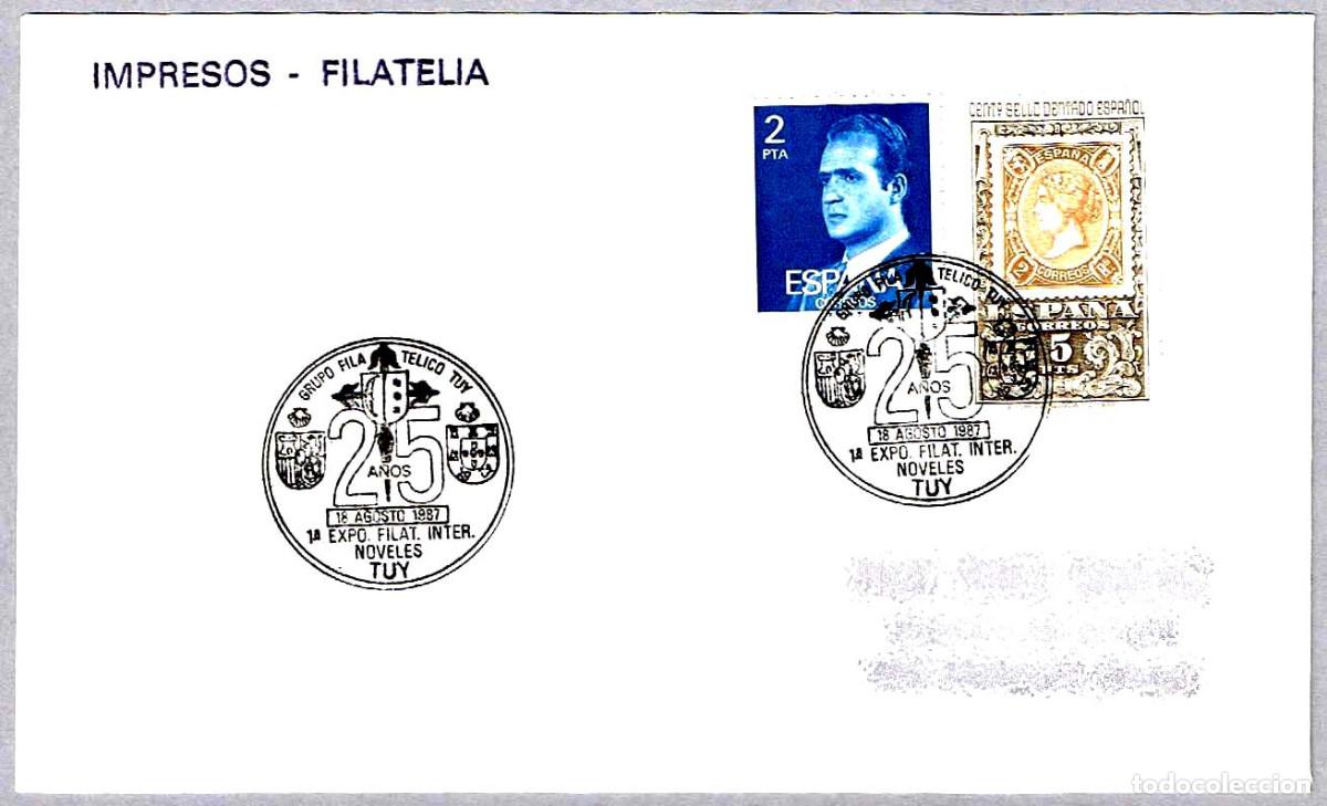 Sellos: Matasellos 25 A&Ntilde;OS GRUPO FILATELICO TUY. Tuy, Pontevedra, Galicia, 1987