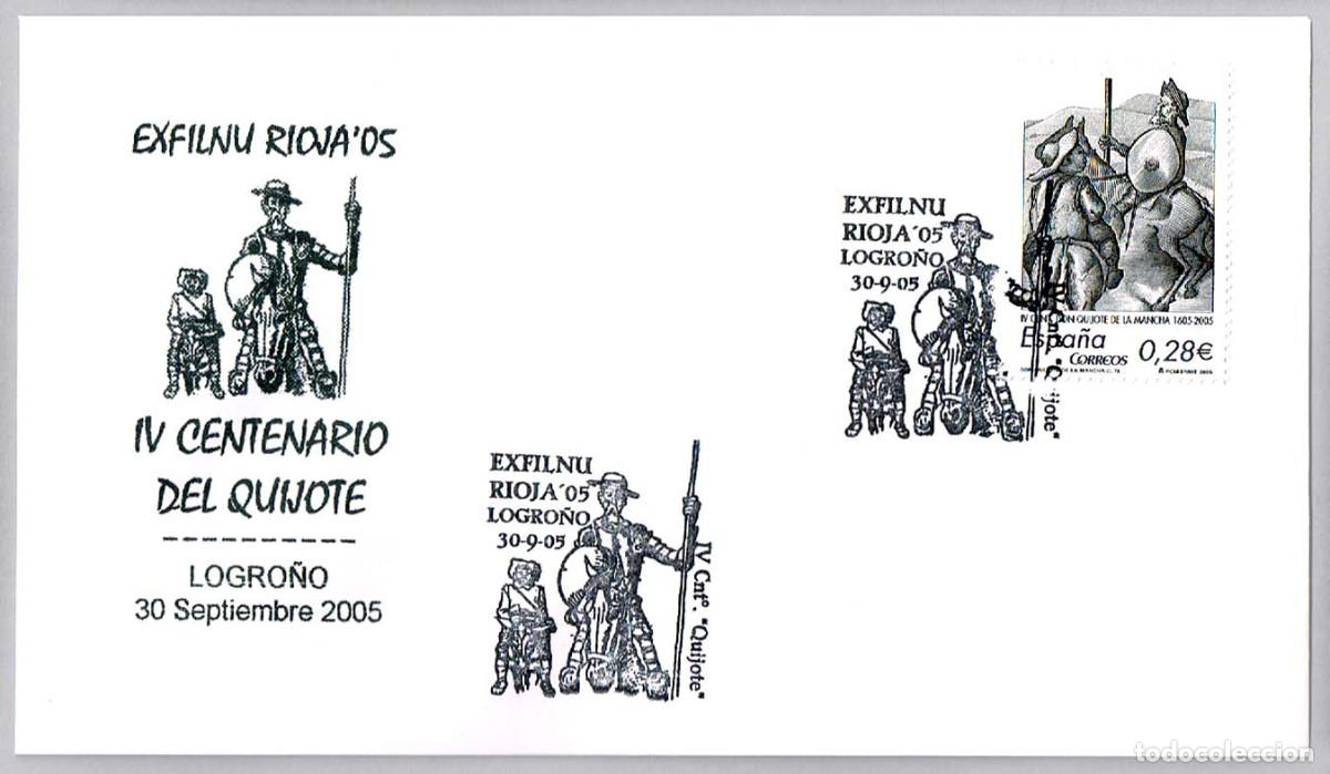 Sellos: Matasellos IV CENTENARIO DE EL QUIJOTE. Logro&ntilde;o, La Rioja, 2005