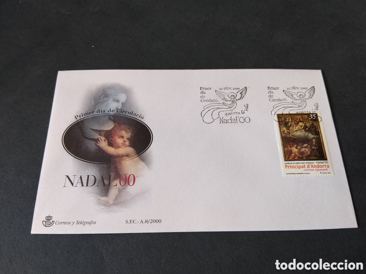 Sellos: Sobre primer d&iacute;a de circulaci&oacute;n Andorra Nadal 2000
