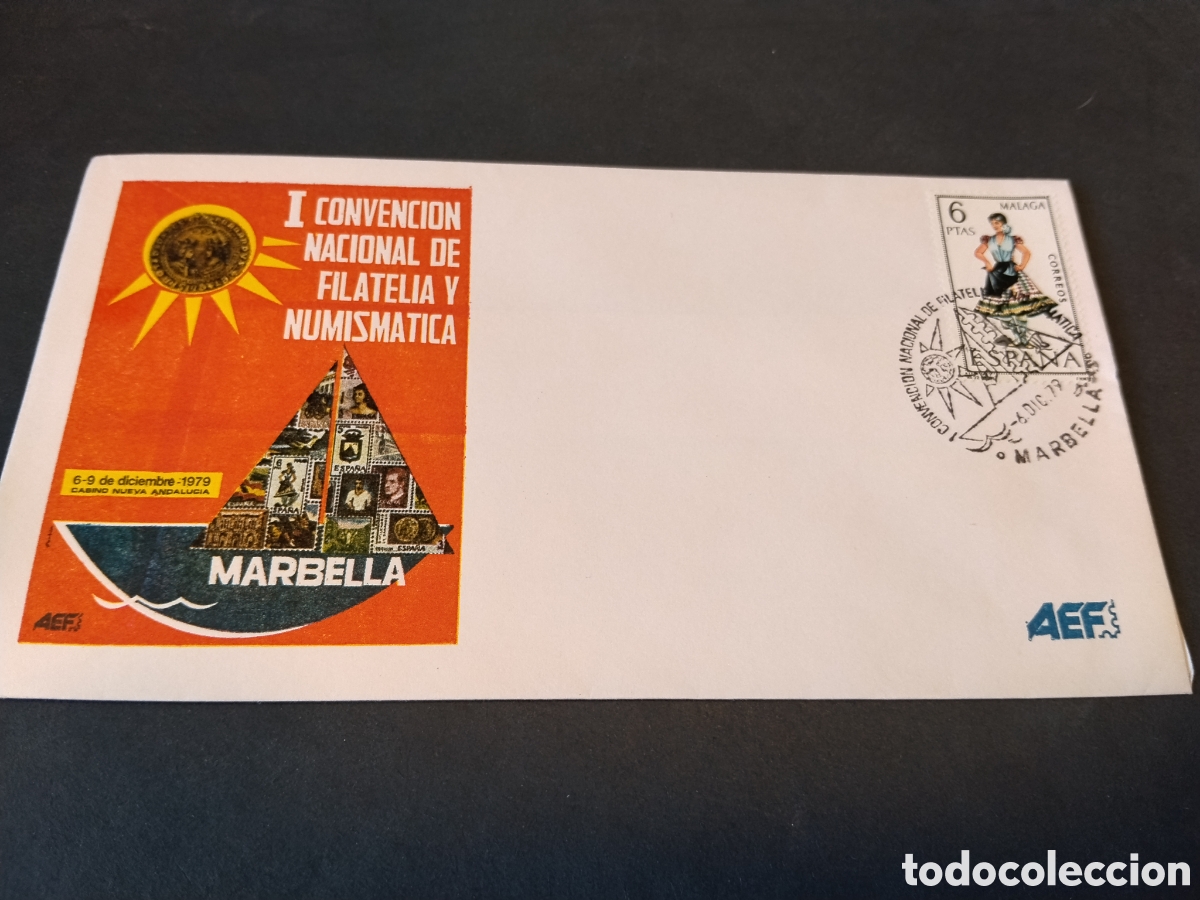 Sellos: Sobre primer d&iacute;a de circulaci&oacute;n l convenci&oacute;n nacional de filatelia y numism&aacute;tica Marbella