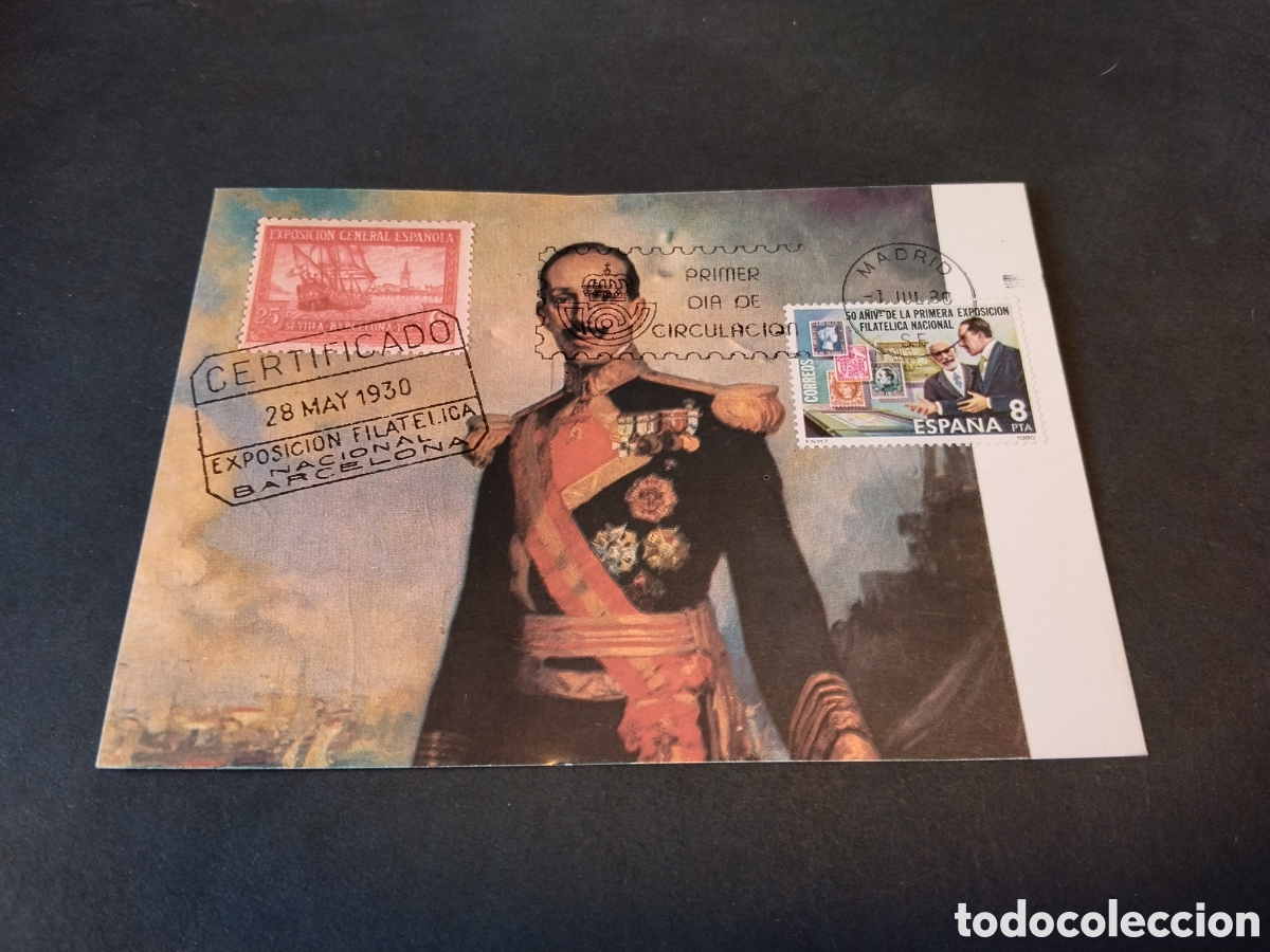 Sellos: Tarjeta postal exposici&oacute;n filat&eacute;lica nacional Barcelona