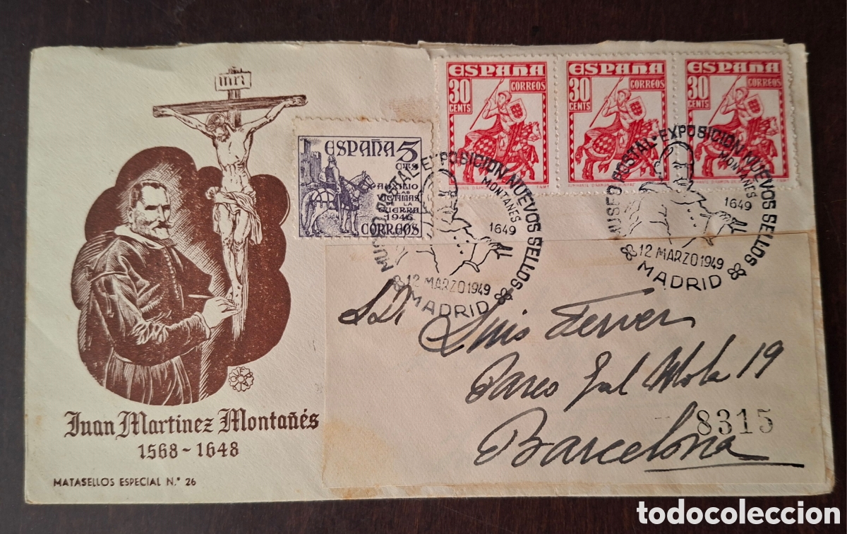 Sellos: Carta circulada matasello Exposicion sellos Nuevos Carteria Barcelona 1949