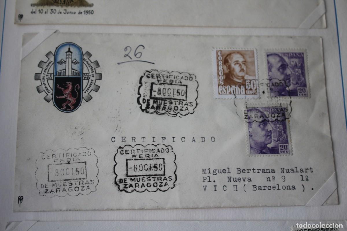 Sellos: SOBRE Y MATASELLOS X FERIA OFICIAL Y NACIONAL DE MUESTRAS ZARAGOZA-OCT 1950-EDIF:1020/47