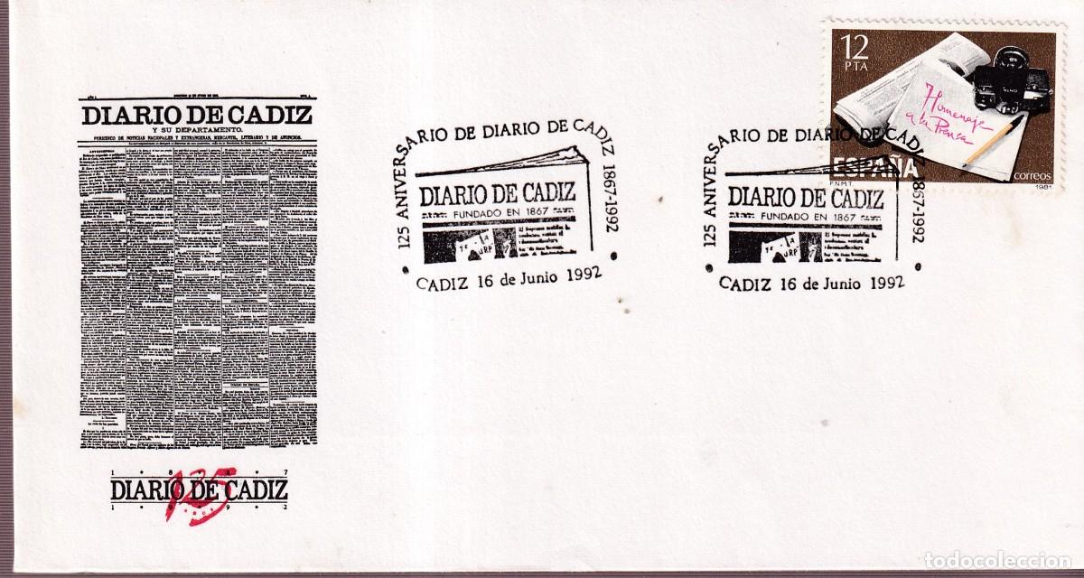 Sellos: CADIZ - 125 ANIVERSARIO DE DIARIO DE CADIZ - 1867-1992